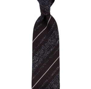 Dark gray grenadine tie with brown stripes