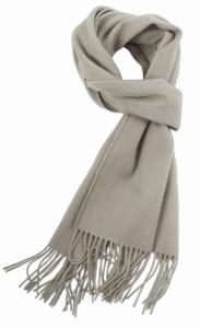 Solid light gray wool scarf. Thick and delicate, finished with fringes along the edge
