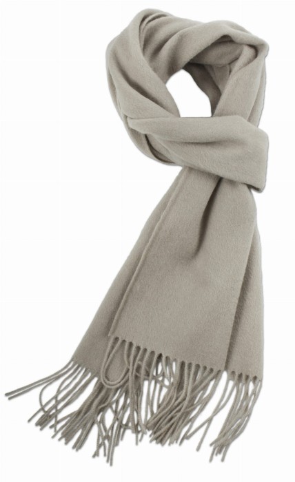 Solid light gray wool scarf. Thick and delicate, finished with fringes along the edge