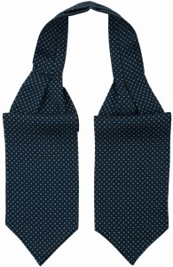 Navy blue ascot with a fine square pattern