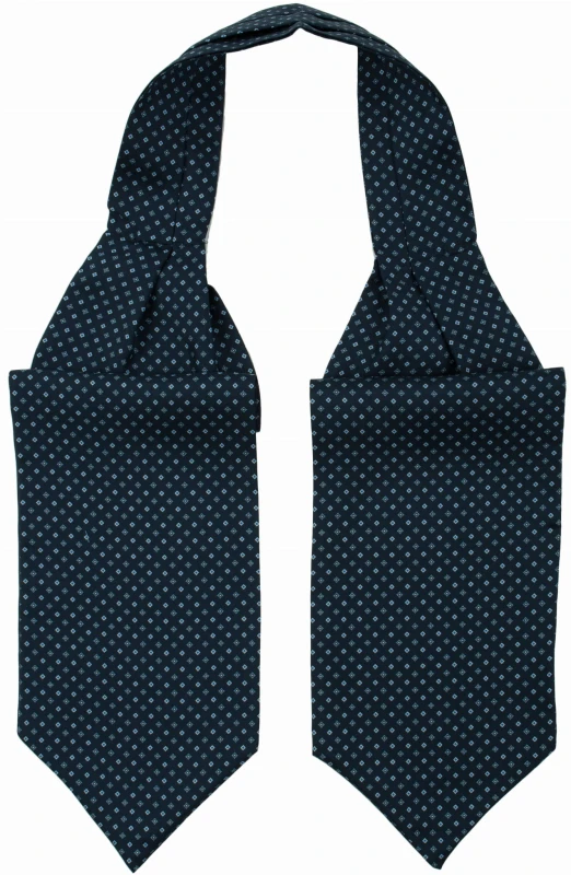 Navy blue ascot with a fine square pattern