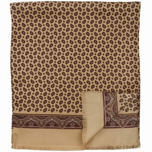 Beige silk scarf with a fine brown and red paisley pattern SST1706a.jpg