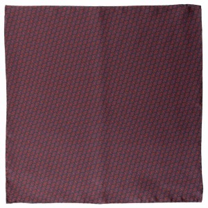 Silk navy blue pocket square with small rhombuses in wine red color PS3987a.jpg