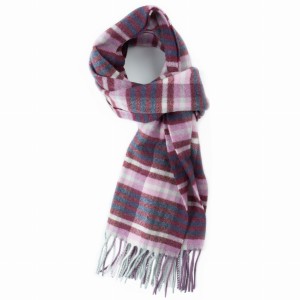 Wool and cashmere scarf with a pink and burgundy check pattern