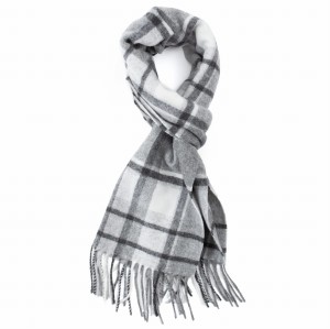 Monochrome checked wool and cashmere scarf
