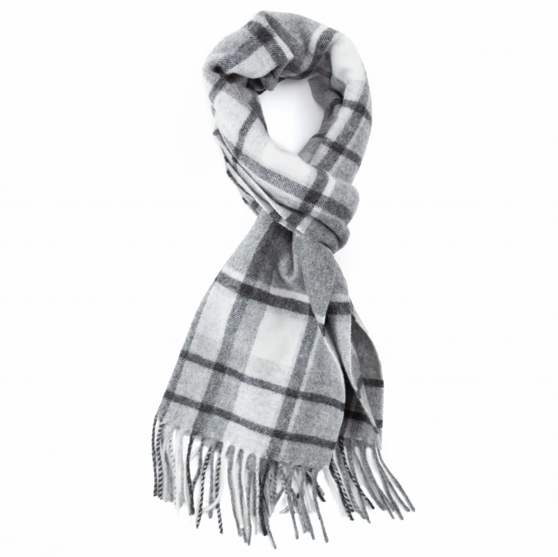 Monochrome checked wool and cashmere scarf
