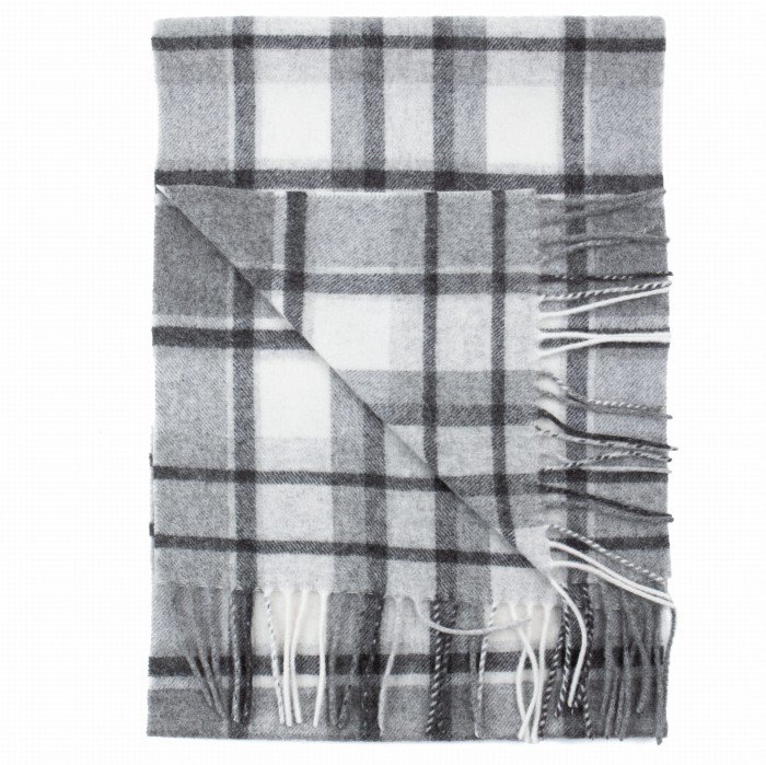 Monochrome wool-cashmere scarf in a checkered pattern, made from delicate wool with a touch of cashmere