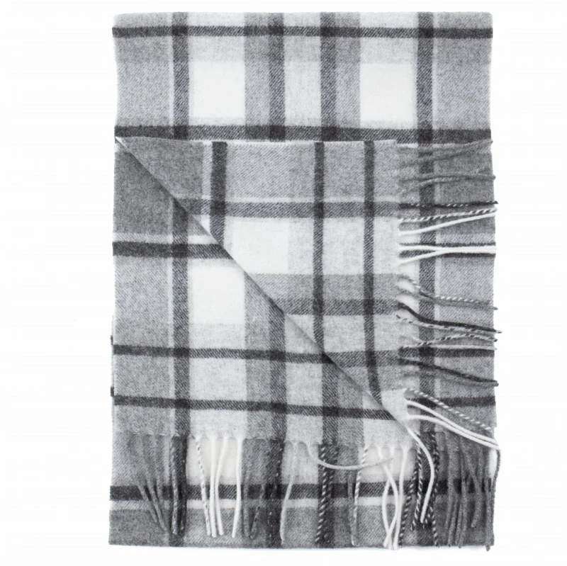 Monochrome wool-cashmere scarf in a checkered pattern, made from delicate wool with a touch of cashmere
