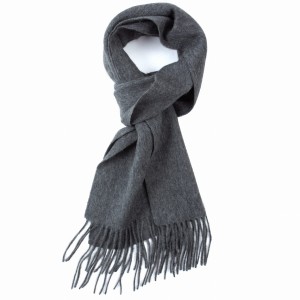 Gray wool and cashmere scarf