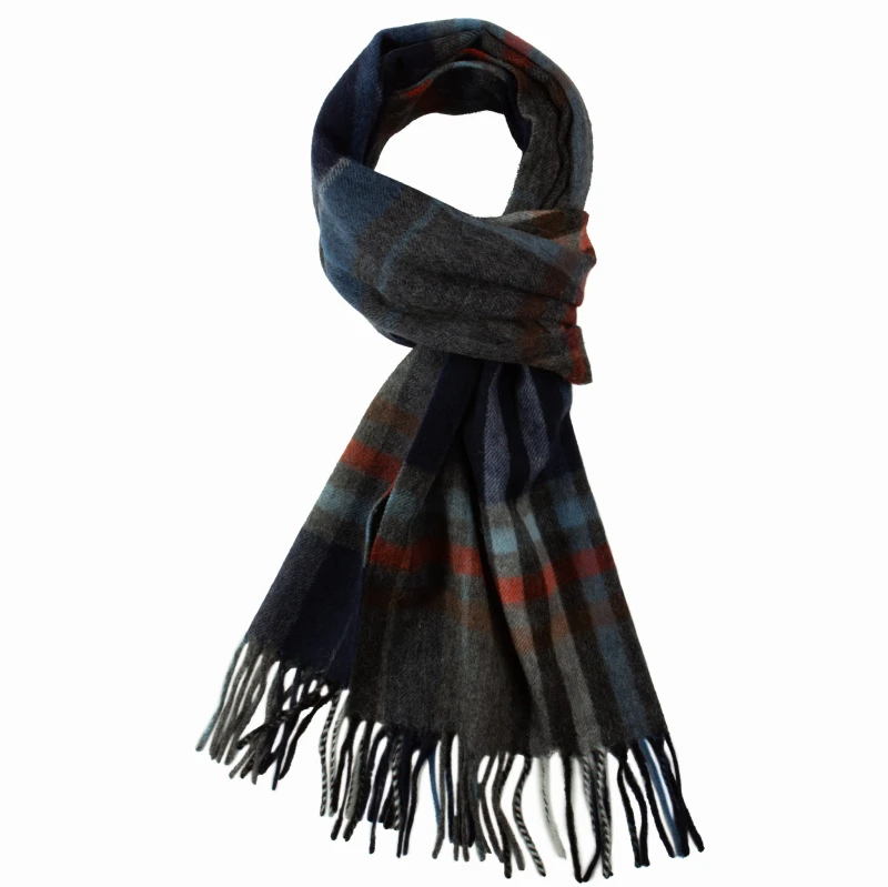 Wool and cashmere scarf with checkered pattern