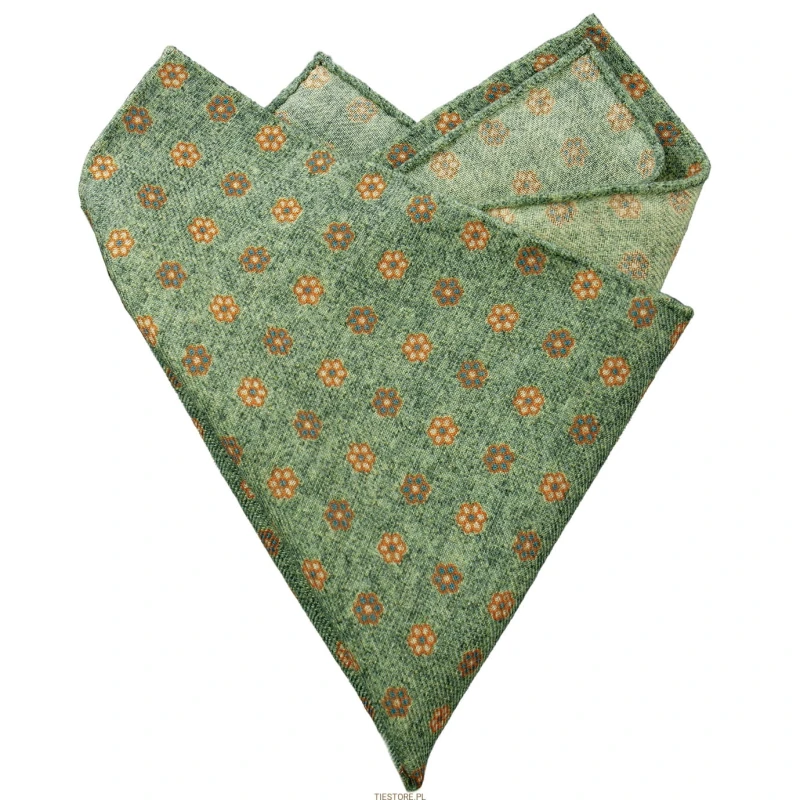 Pistachio wool pillowcase with fine floral pattern