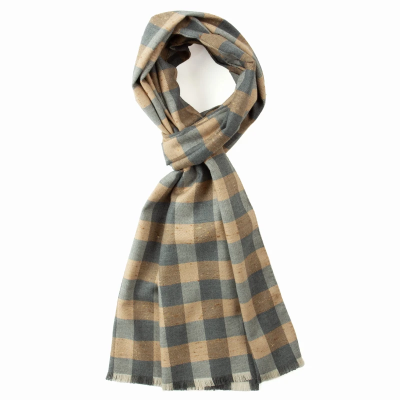 Beige cotton scarf with viscose