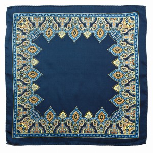 Navy blue silk pocket square