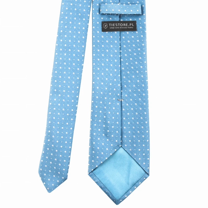 Blue silk jacquard tie with small dots KST3964a.jpg