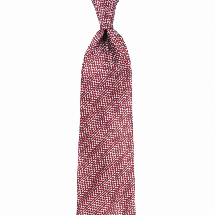 Red silk printed tie with a small pattern