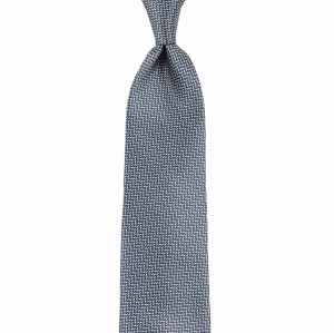 Dark navy blue silk printed tie with a small pattern