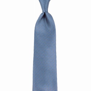 Navy blue silk printed tie with a small pattern
