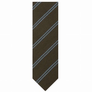Kaszmirowy krawat w kolorze khaki w niebieskie paski KW4042.jpg