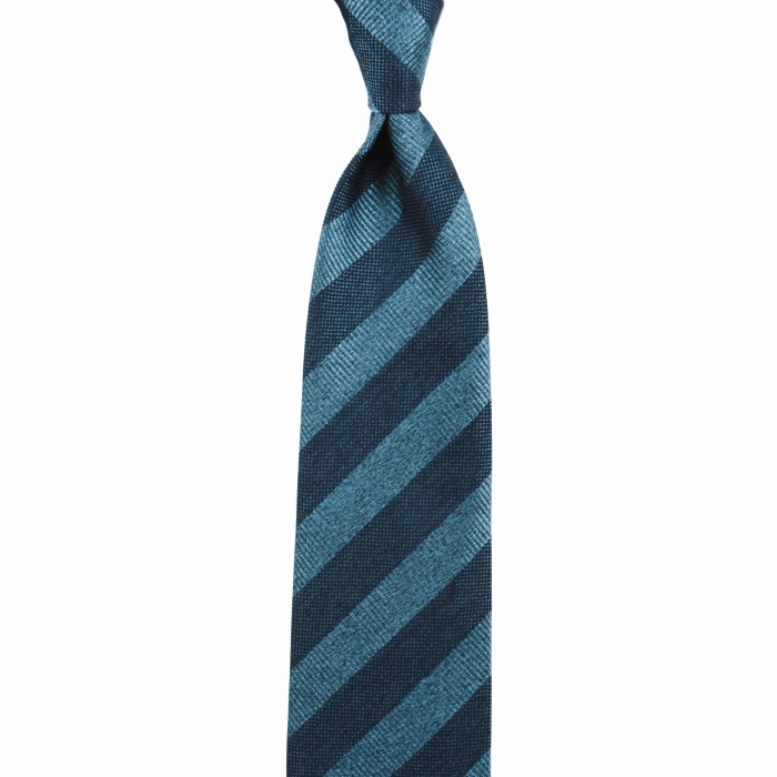 Silk jacquard navy blue striped tie