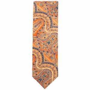 Jacquard printed silk orange tie
