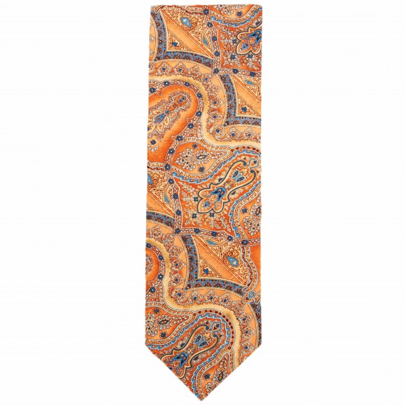 Jacquard printed silk orange tie