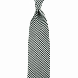 Black jacquard silk necktie in a fine check
