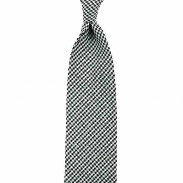 Black jacquard silk necktie in a fine check