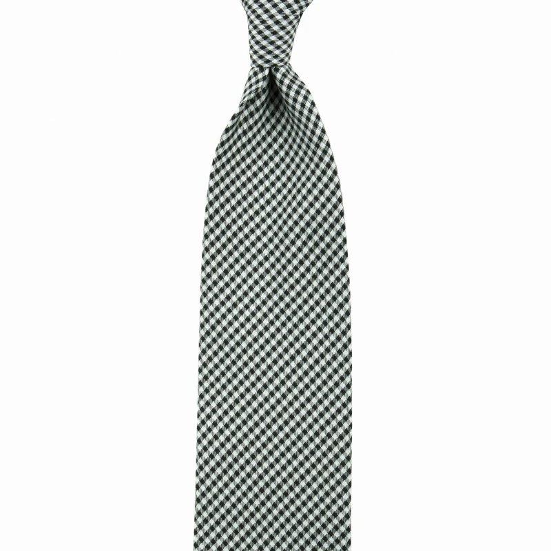 Black jacquard silk necktie in a fine check
