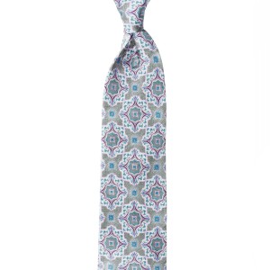 Light gray tie with large medallions
