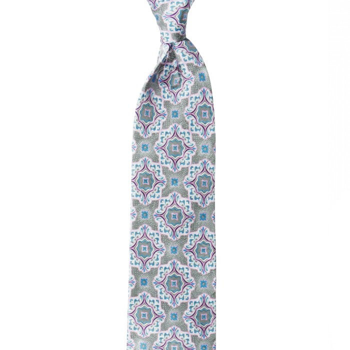 Light gray tie with large medallions