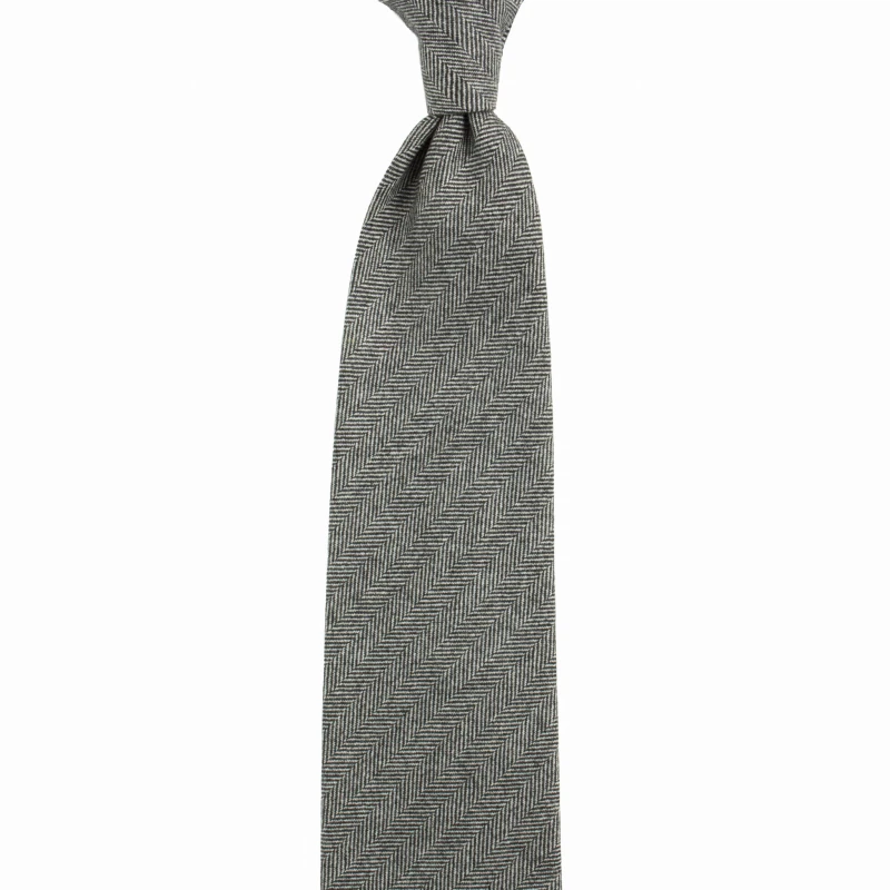 Gray cashmere herringbone tie