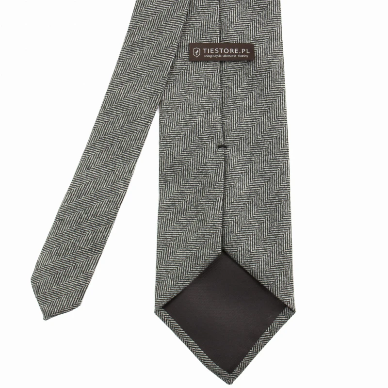 Gray cashmere herringbone tie KSH4049aaa.jpg