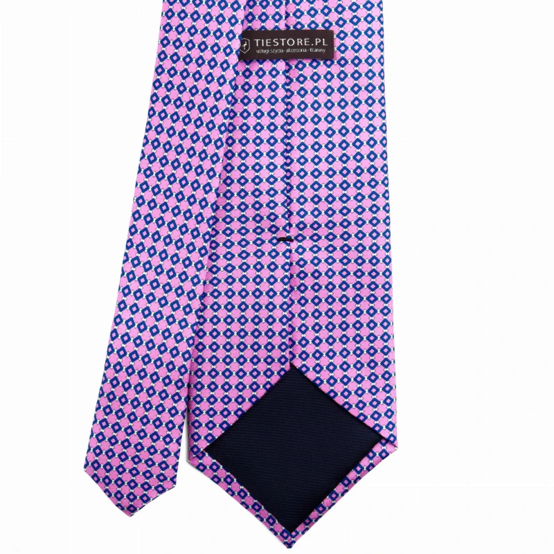 Pink silk tie with a geometric pattern KST4048a.jpg