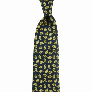 Navy blue silk jacquard tie with a paisley pattern