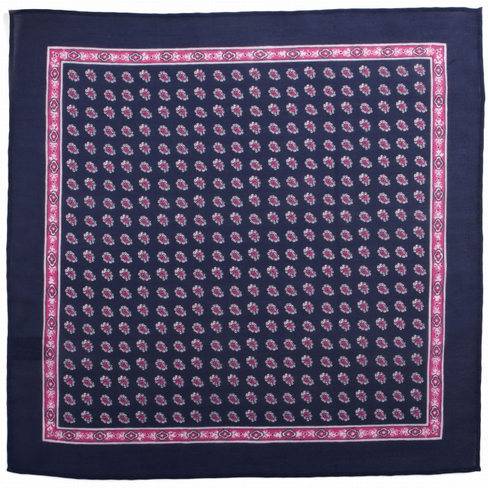 Navy blue cotton and silk pocket square with a paisley pattern PCS4062a.jpg