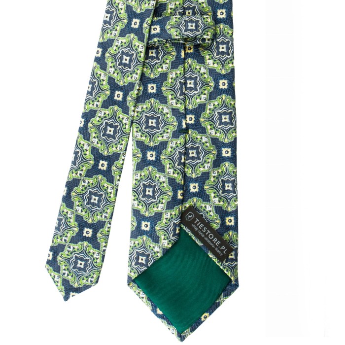 Navy blue silk tie with large medallions KST3891a.jpg