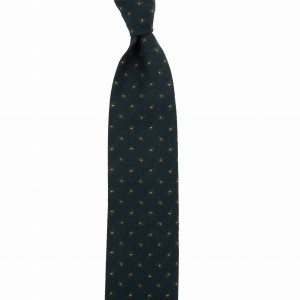 Navy blue woolen tie with a paisley pattern