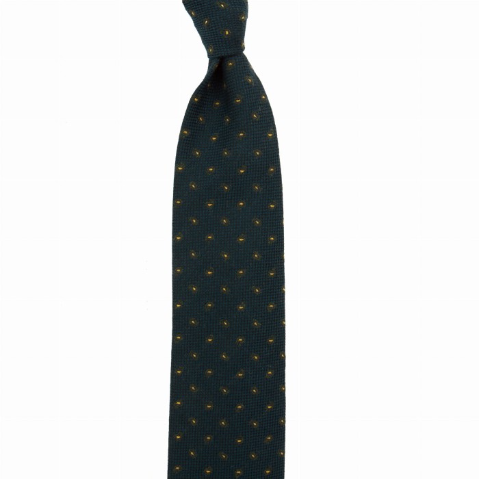 Navy blue woolen tie with a paisley pattern