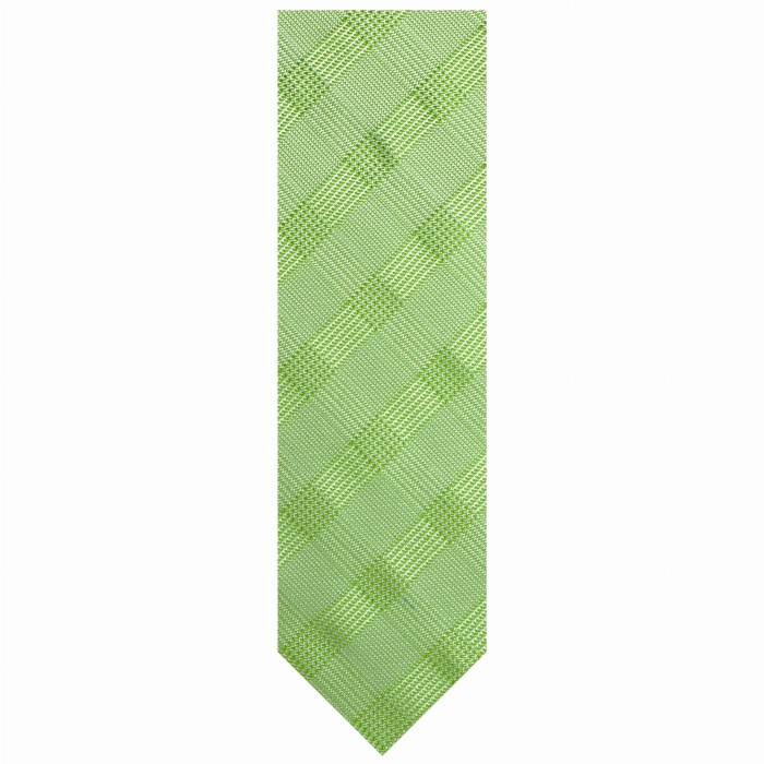 Green silk jacquard checkered tie