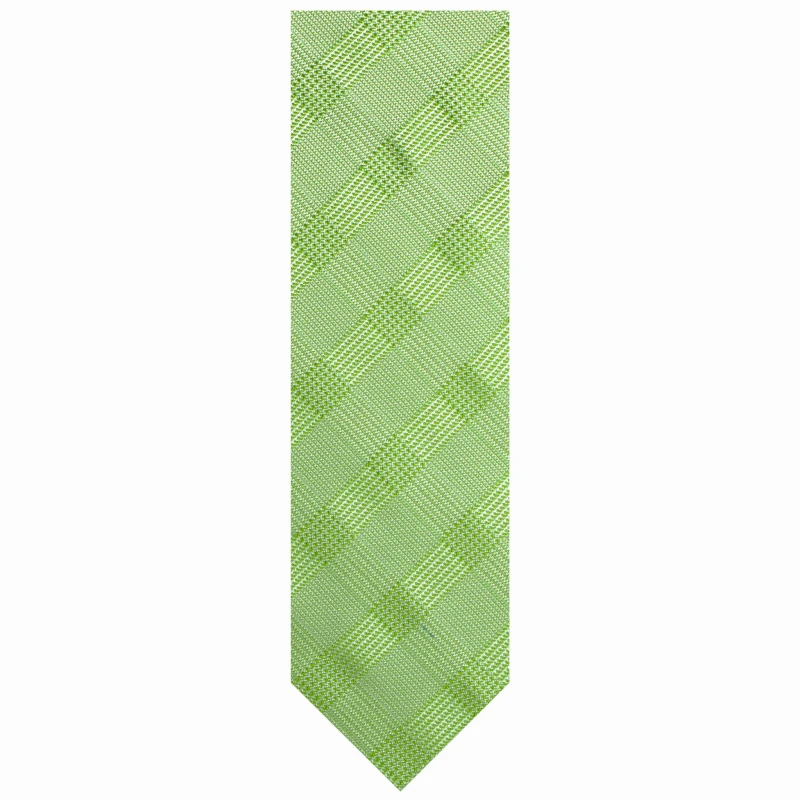 Green silk jacquard checkered tie