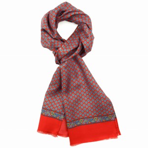 Bright red silk scarf with medallions