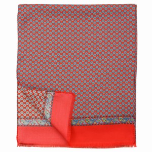 Bright red silk scarf with medallions SST4107a.jpg