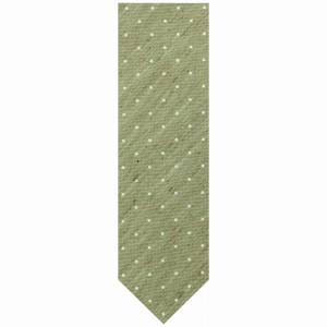 Khaki silk and linen tie with silver dots