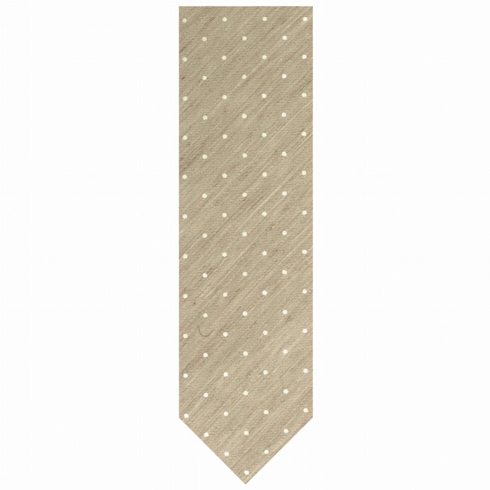 Beige tie with silver polka dots