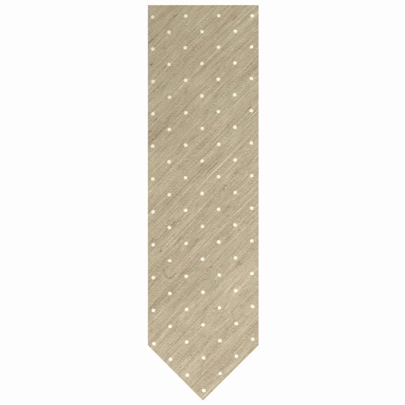 Beige tie with silver polka dots