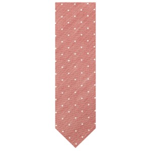 Silk and linen tie with silver polka dots