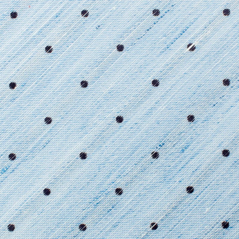 Light blue silk and linen tie with polka dots KSLT4125a