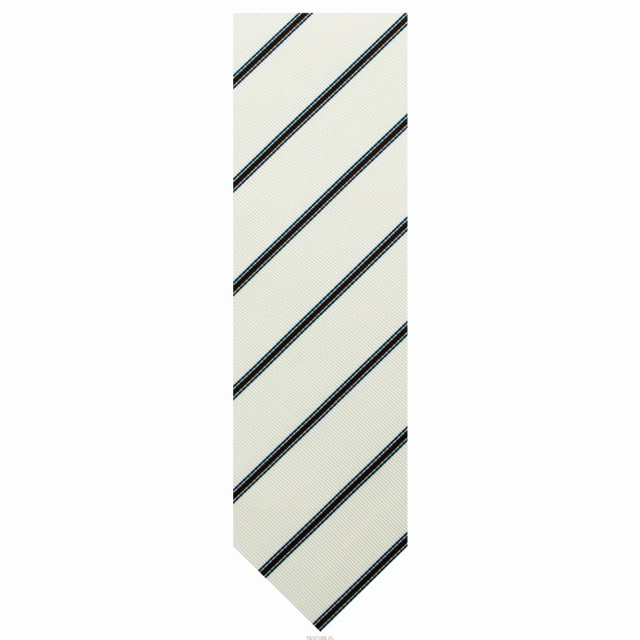 Silk jacquard tie with navy blue and brown stripes