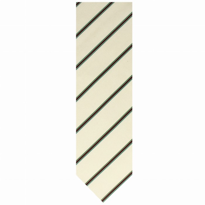 Silk jacquard tie with green and brown stripes