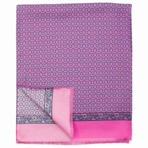 Bright pink silk scarf with medallions SST4109a.jpg